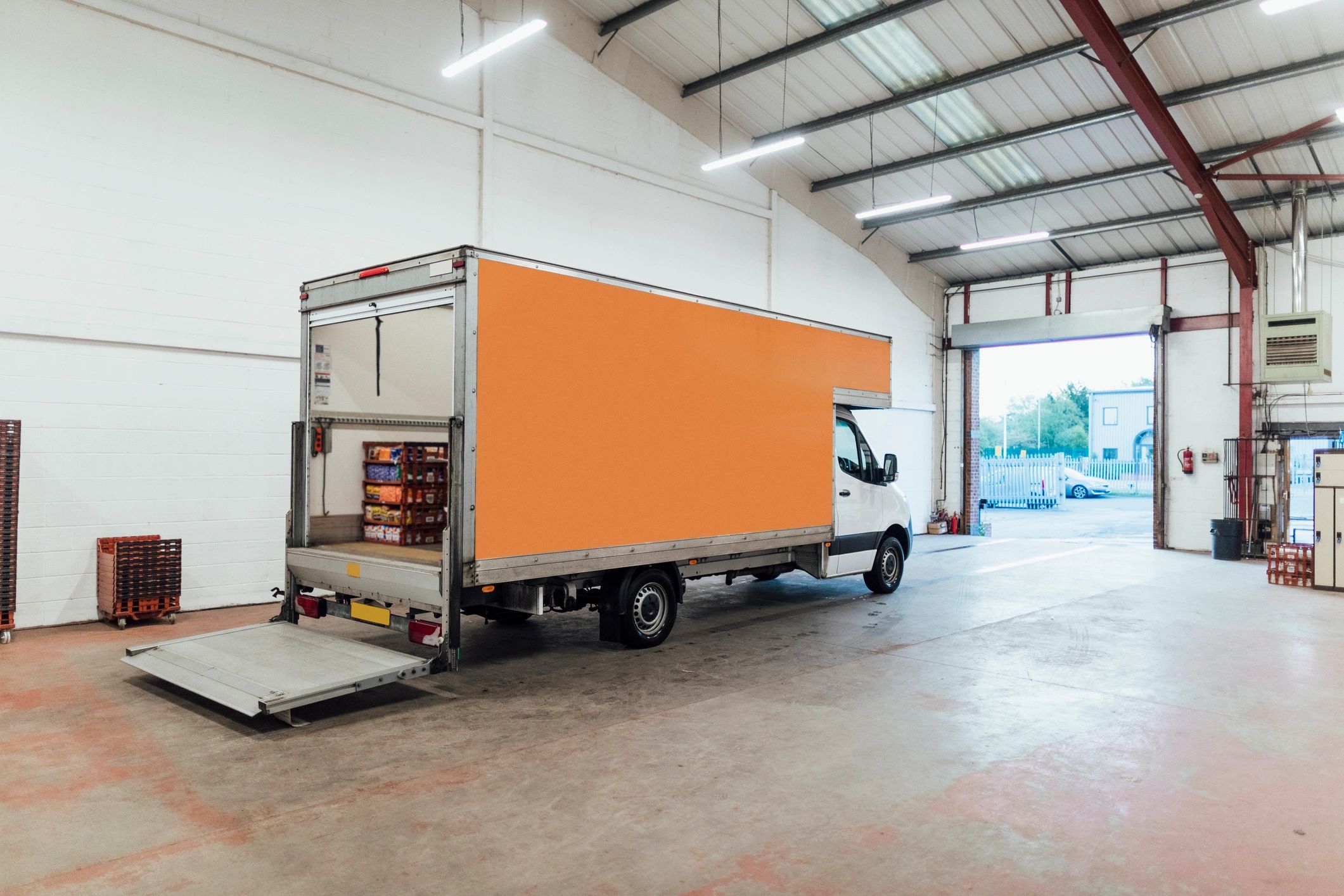 Truck at a distribution warehouse ready for loading